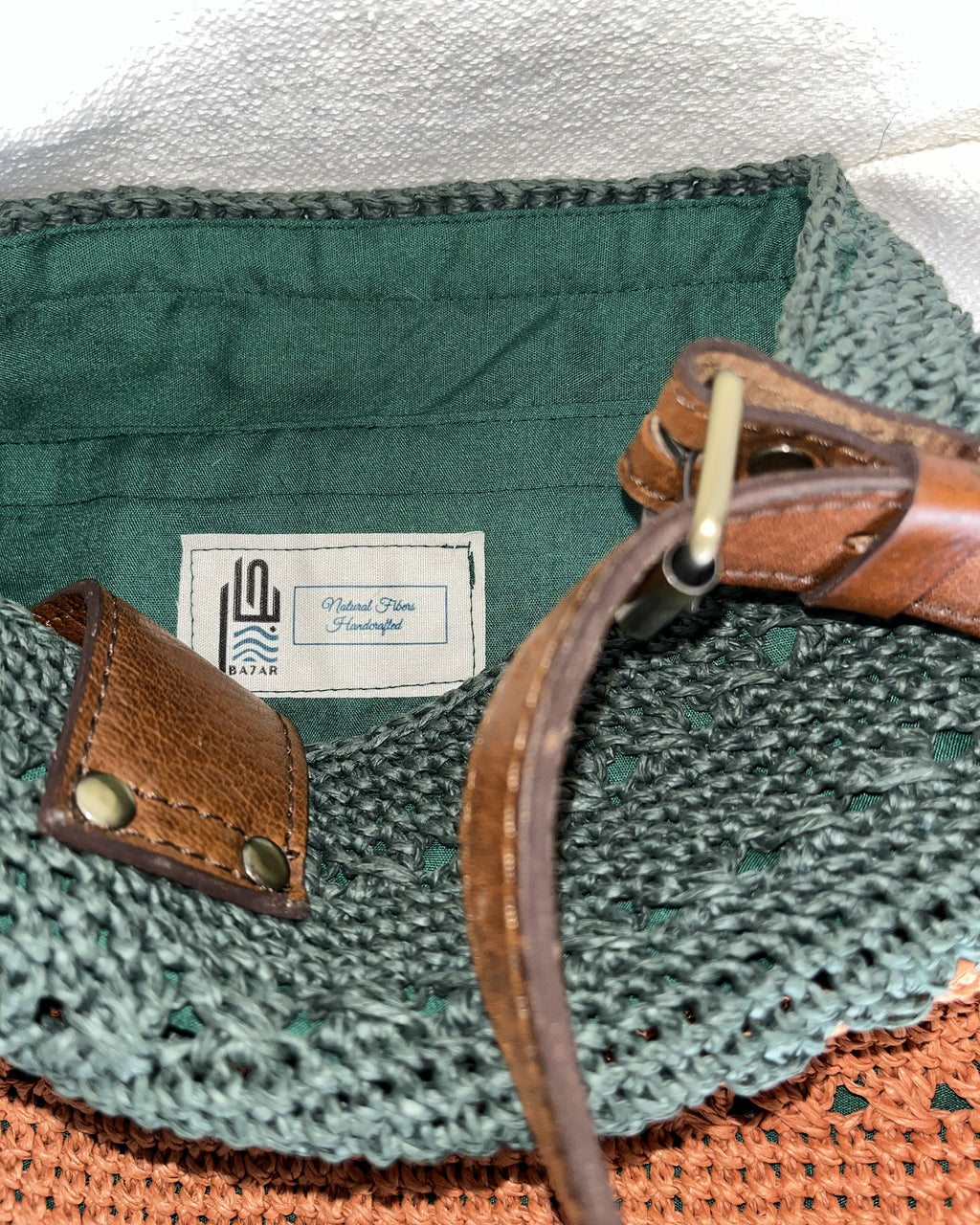 Sac bandoulière | Raphia | Rayures