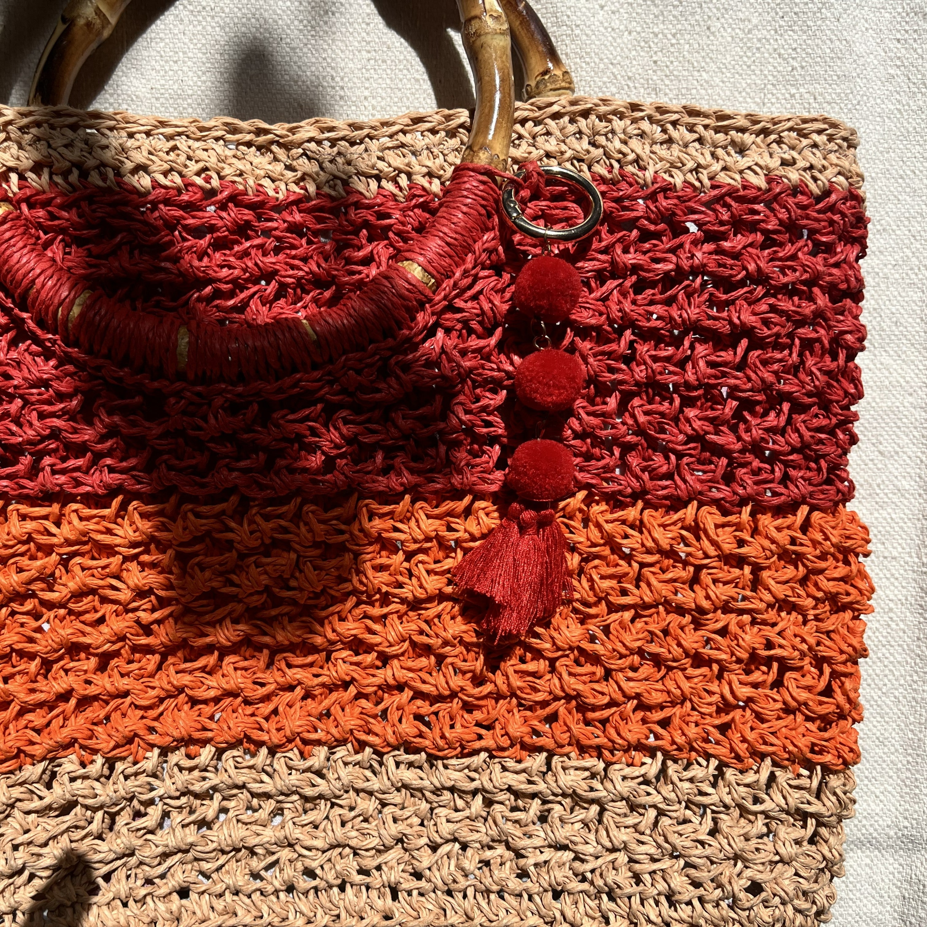 Sac Dégradé | Raphia | Rouge, orange et sable