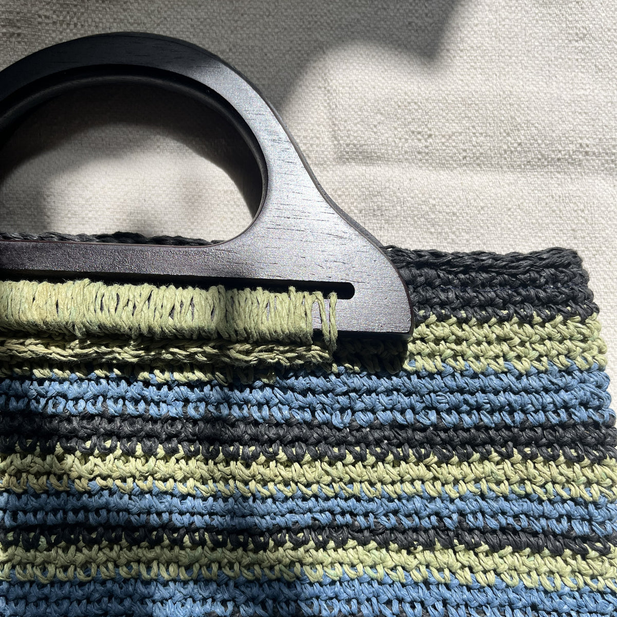 Sac Rayé | Raphia | Gris Anthracite