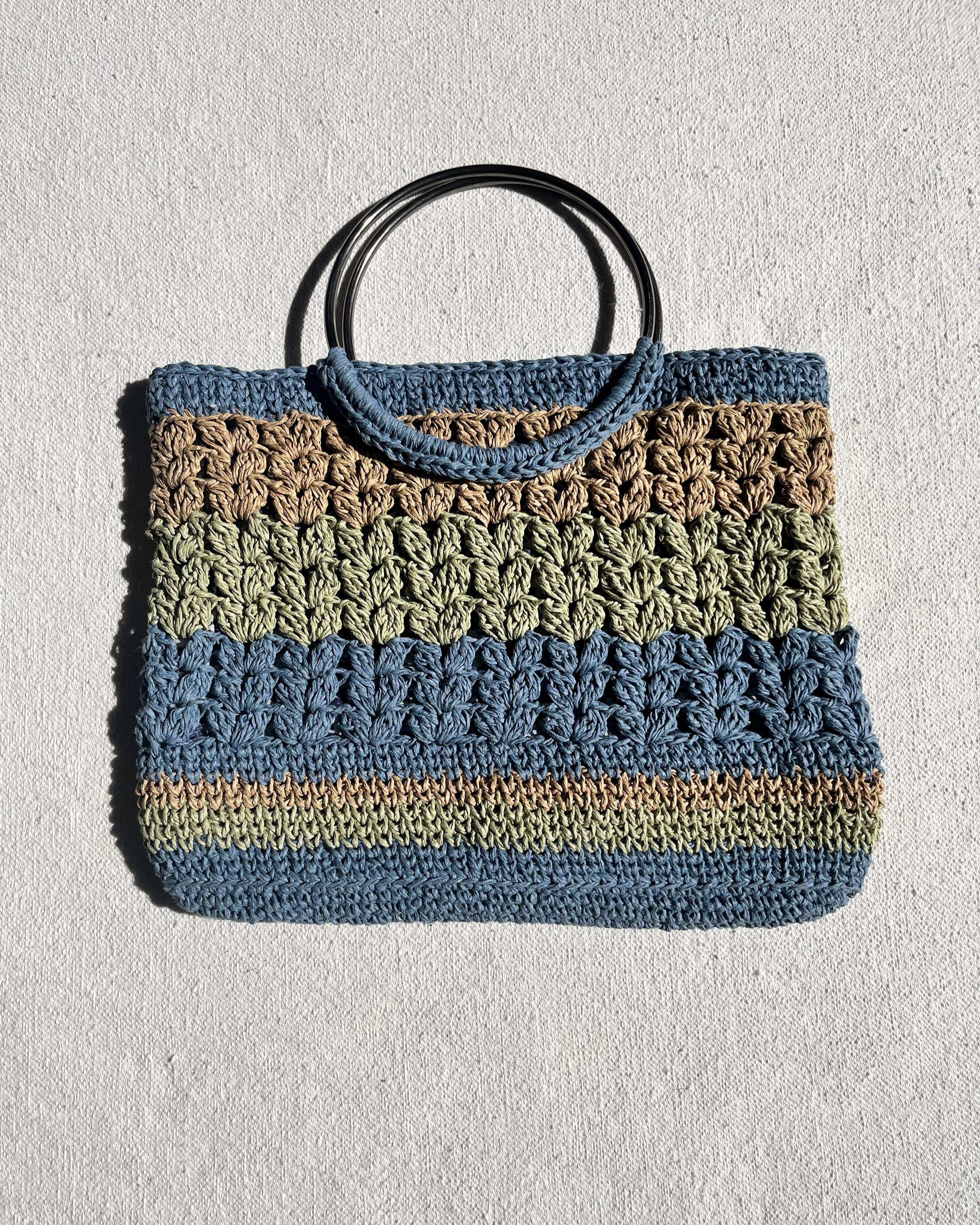 Sac Mosaïque | Raphia | Bleu Sauge