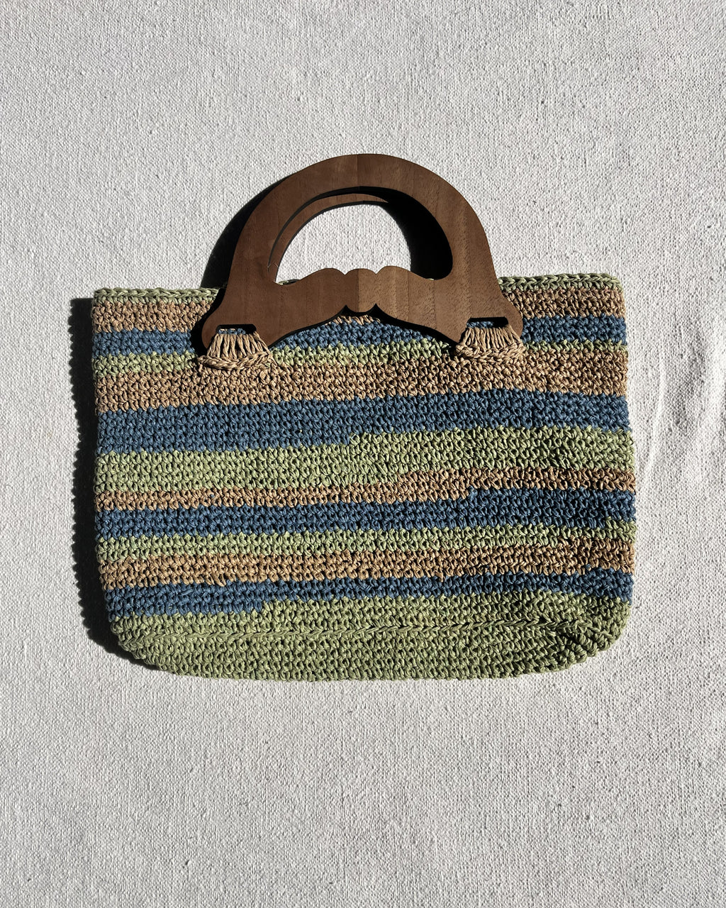 Sac Rayé | Raphia | Vert Kaki