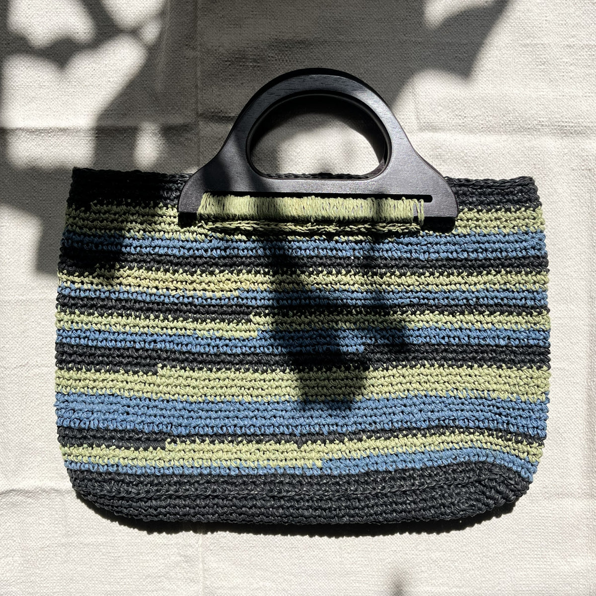 Sac Rayé | Raphia | Gris Anthracite