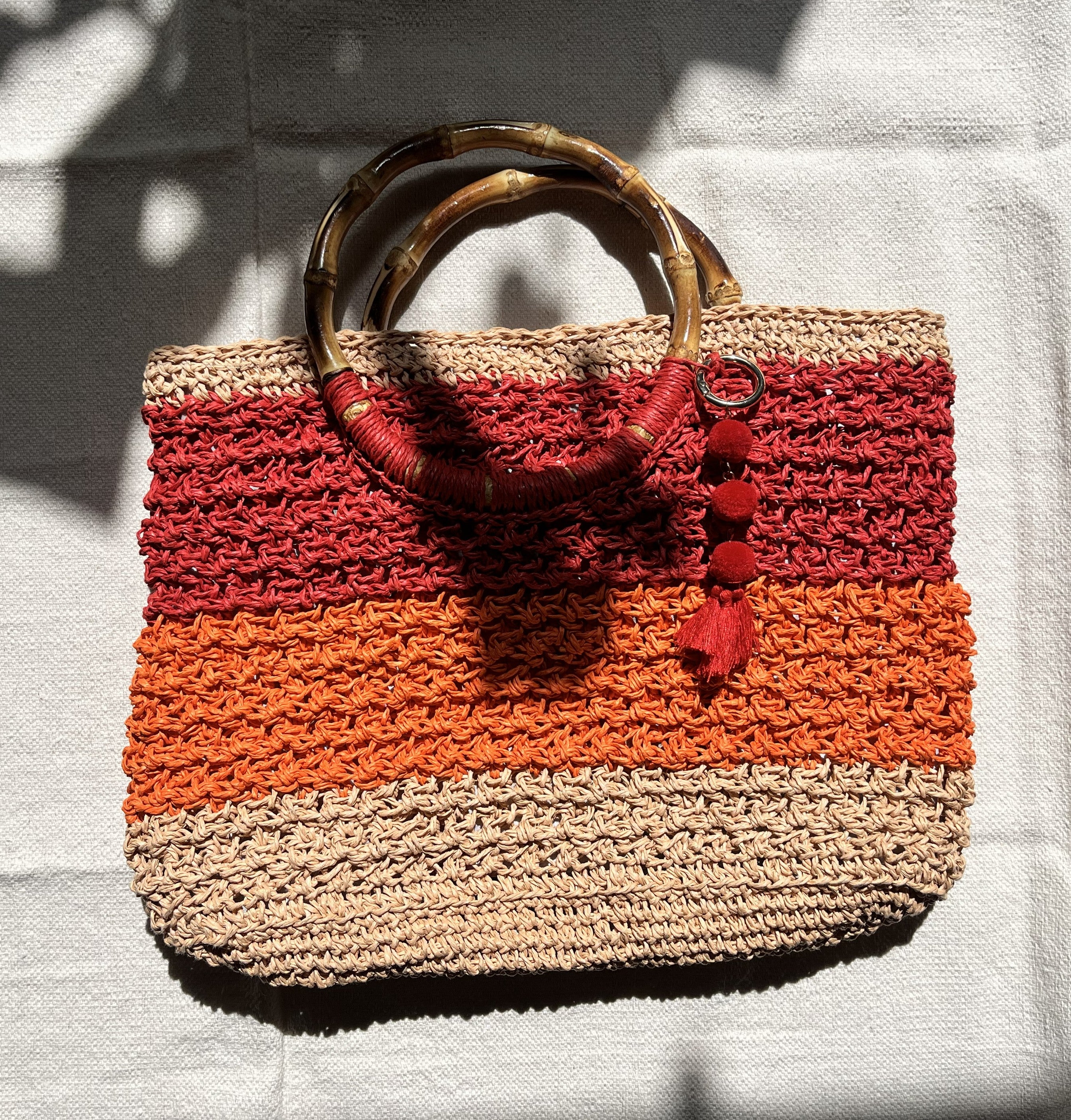 Sac Dégradé | Raphia | Rouge, orange et sable