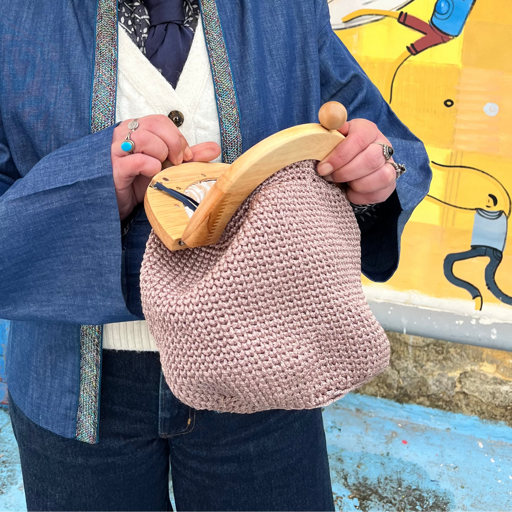 Sac férmoir | Coton | Marron