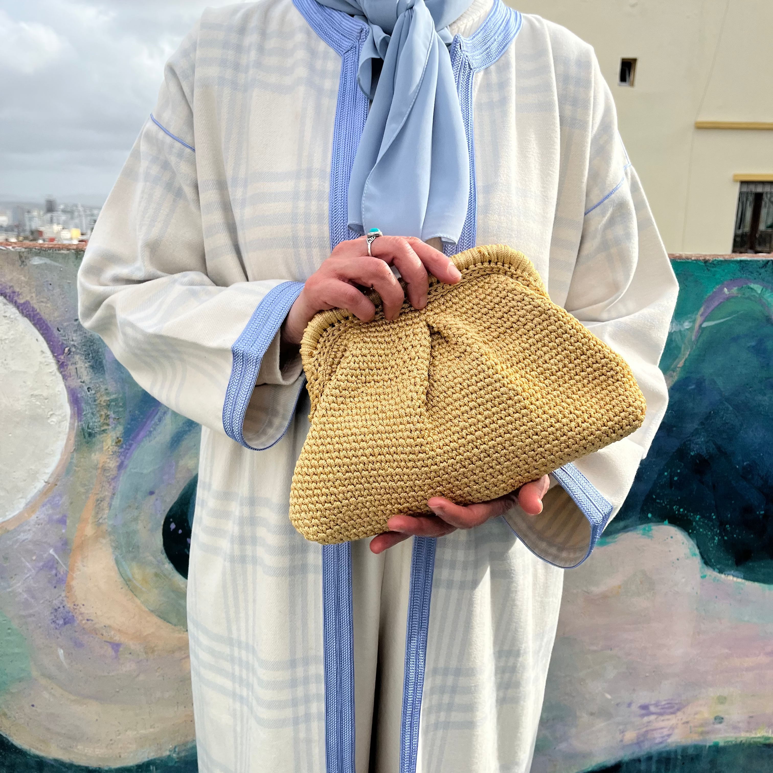 Pochette férmoir | Coton | Doré