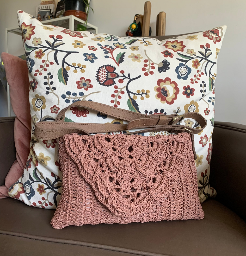 Pochette enveloppe | Raphia | Rose