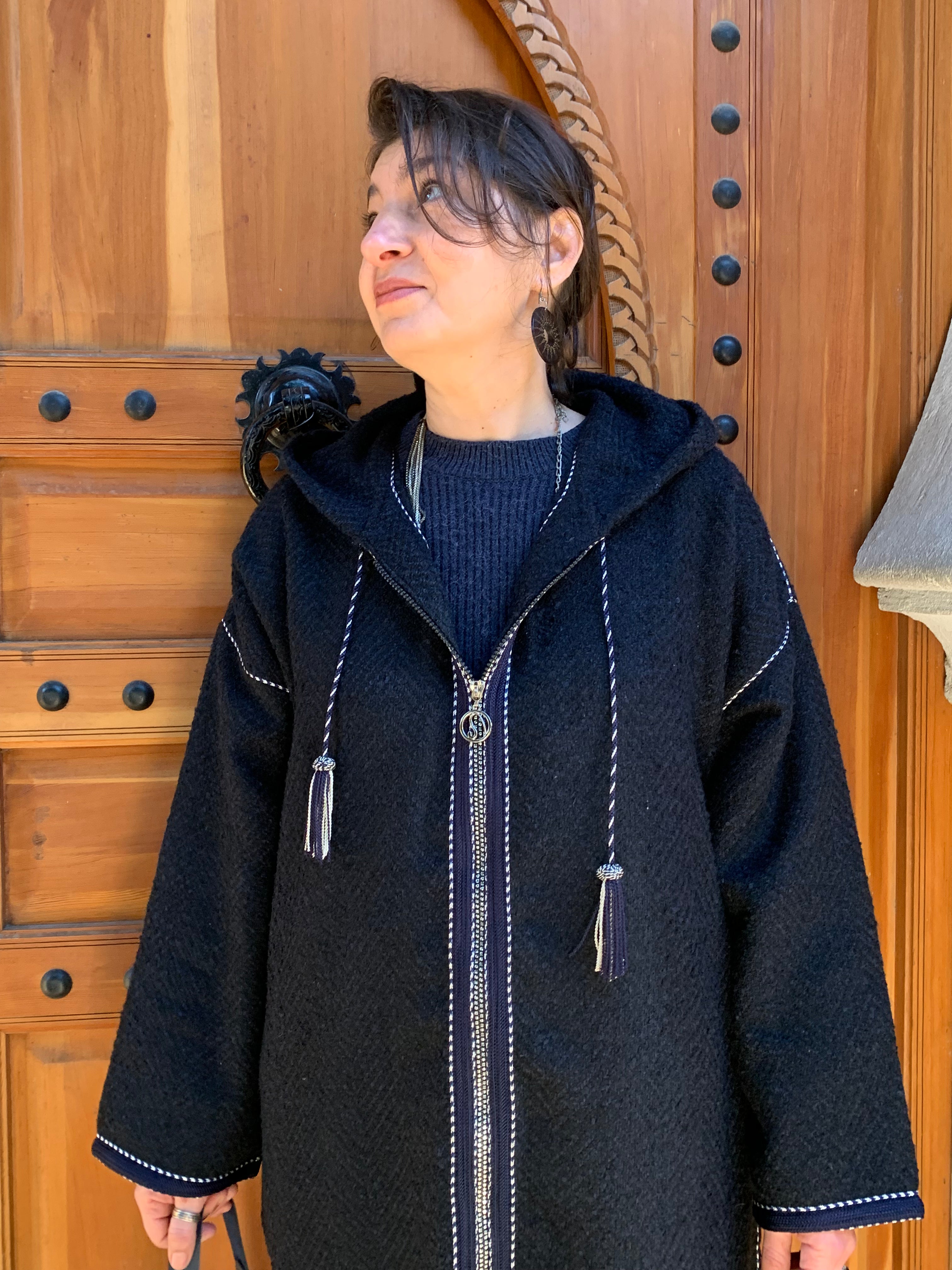 Jellaba monteau channel bleu marine