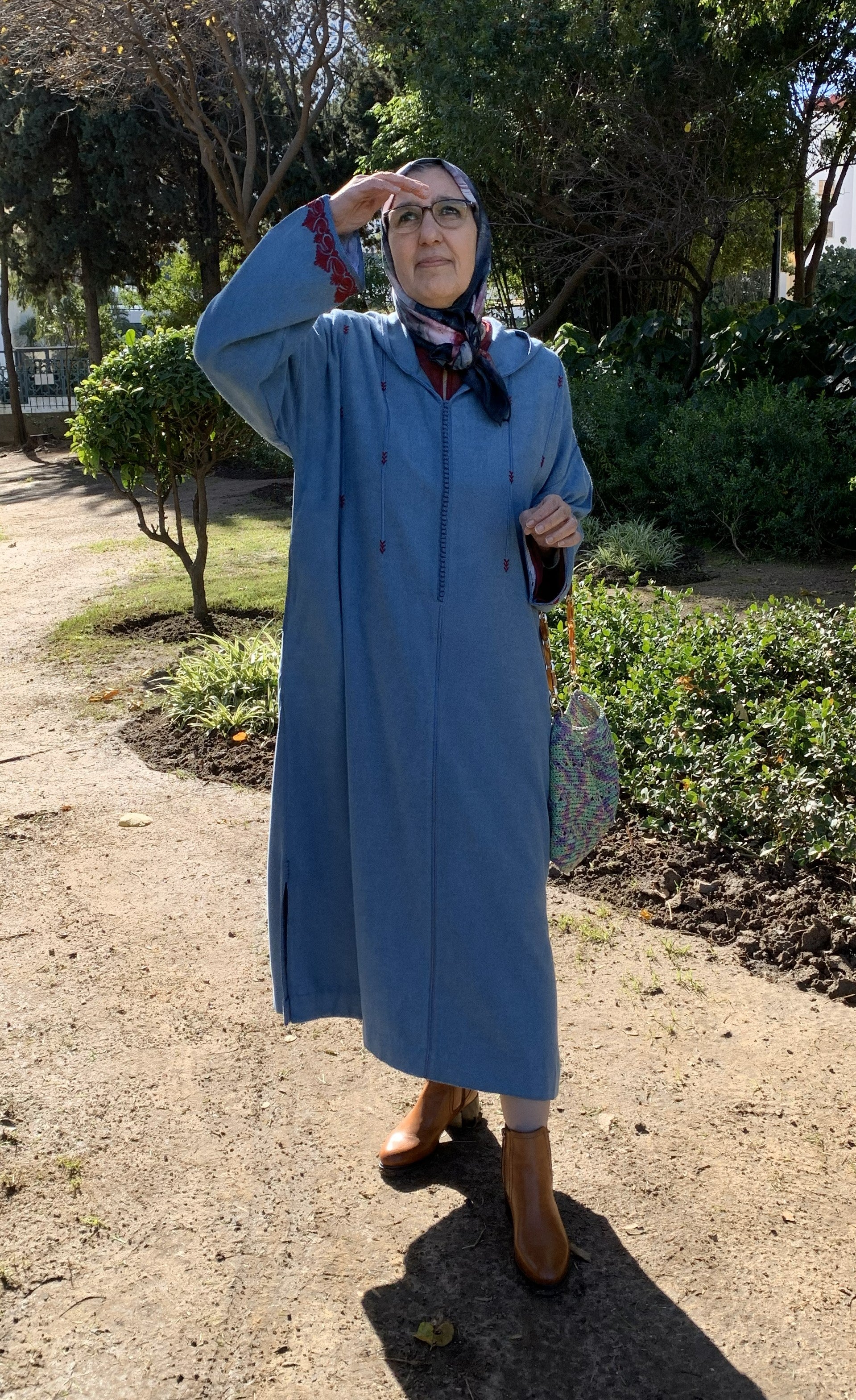 Ensemble Jellaba Mlifa bleu et son Qmiss