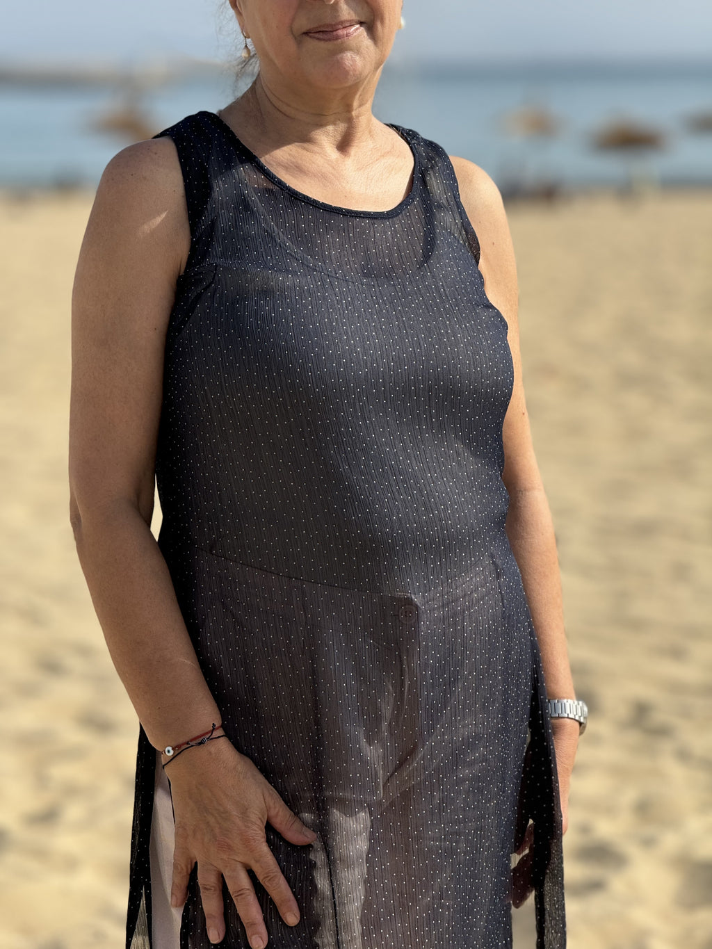 Tunique ZAINA bleue à points blancs