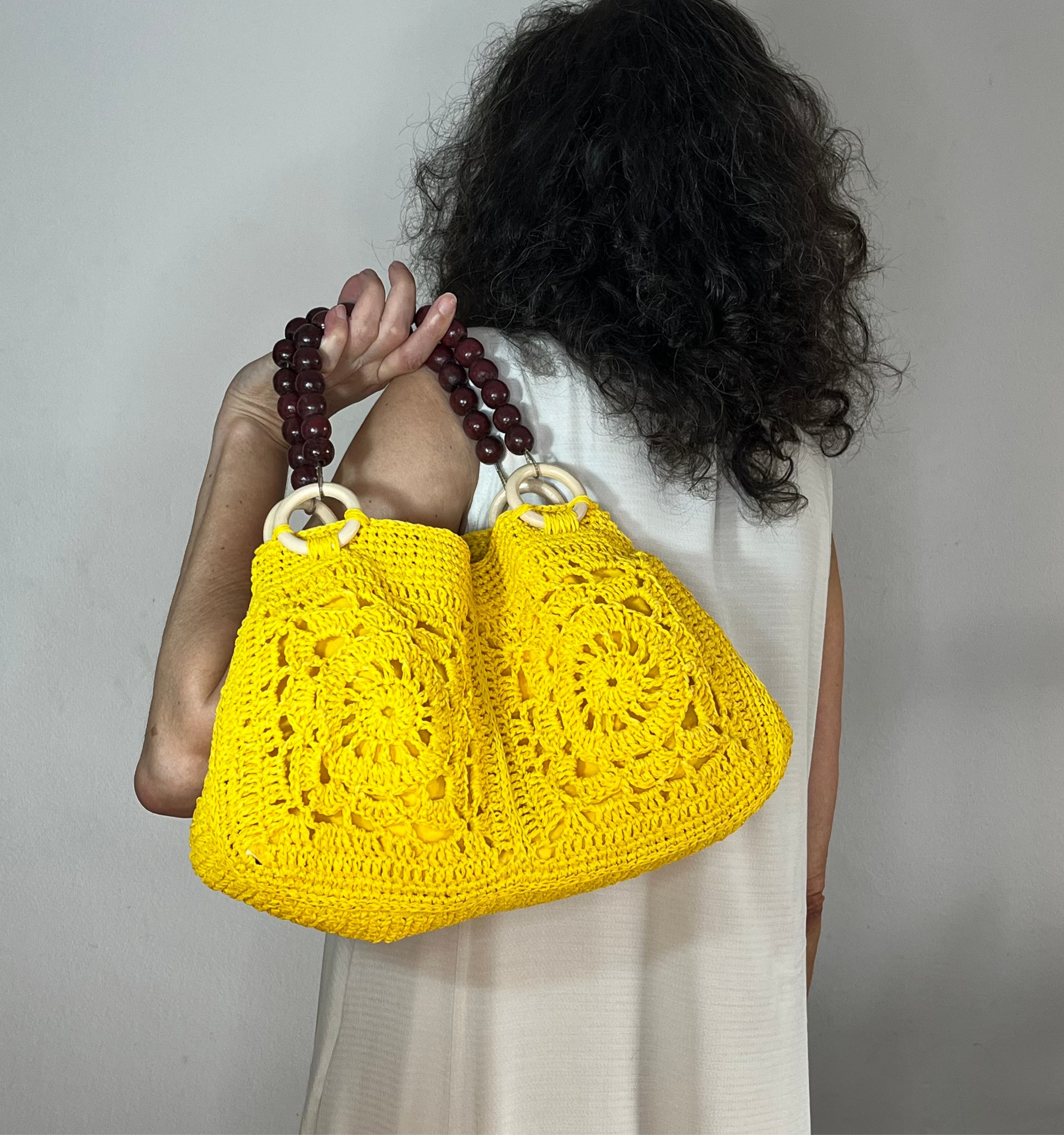 Sac à main | Raphia | Jaune vif