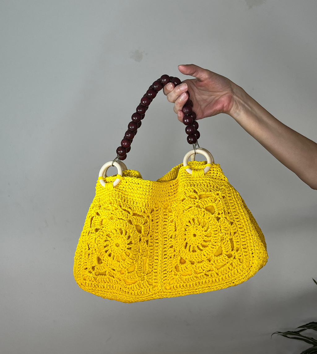 Sac à main | Raphia | Jaune vif