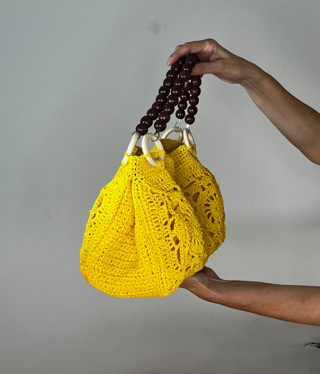 Sac à main | Raphia | Jaune vif