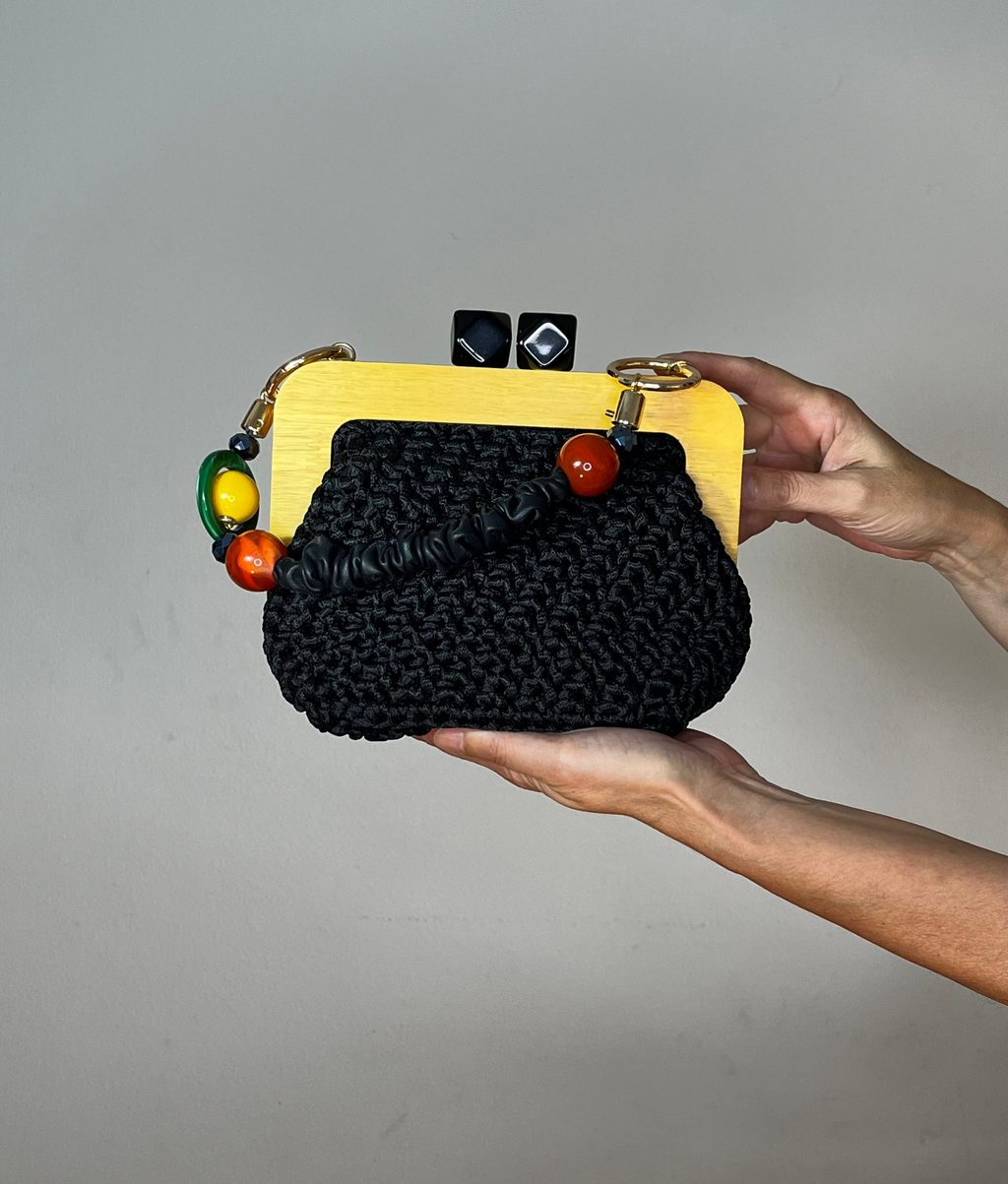 Sac férmoir | Coton | Noir