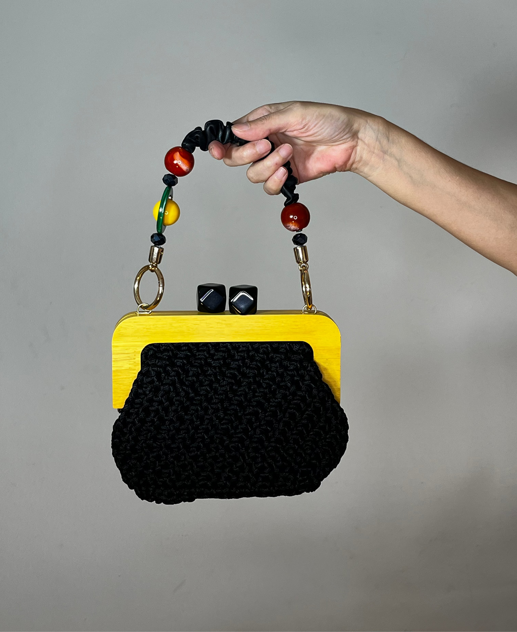 Sac férmoir | Coton | Noir