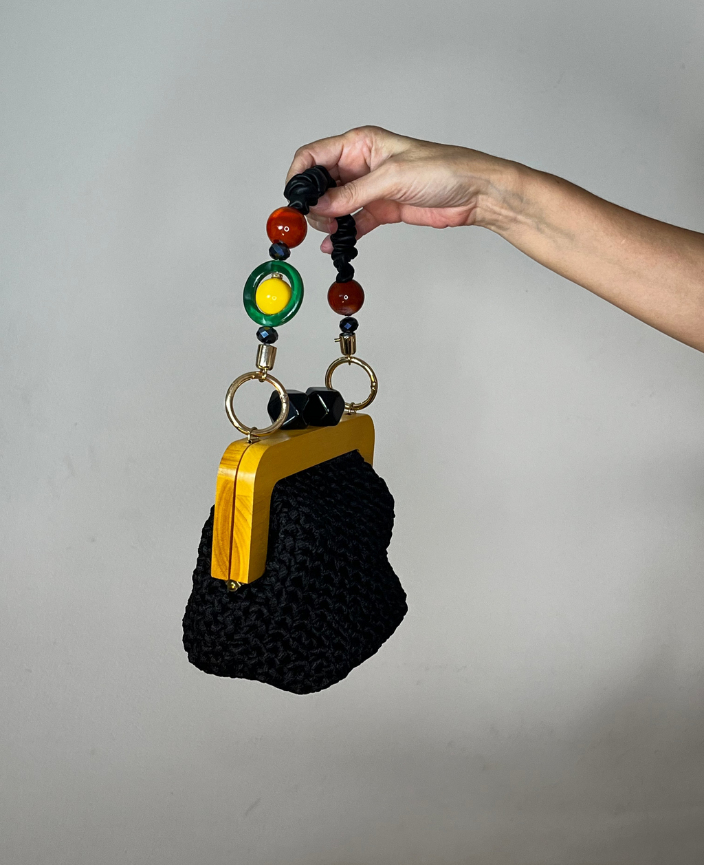 Sac férmoir | Coton | Noir