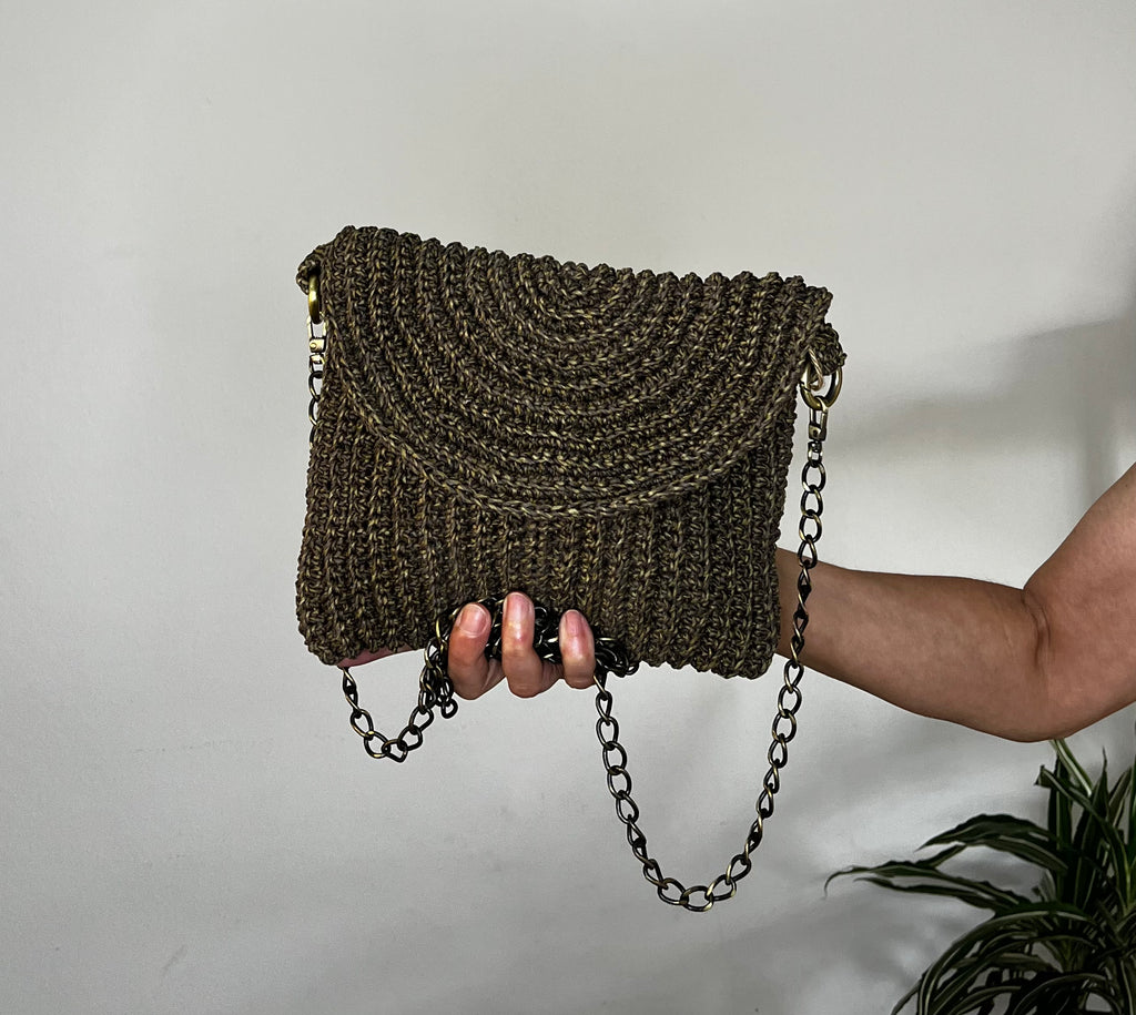 Pochette enveloppe | Raphia | Vert