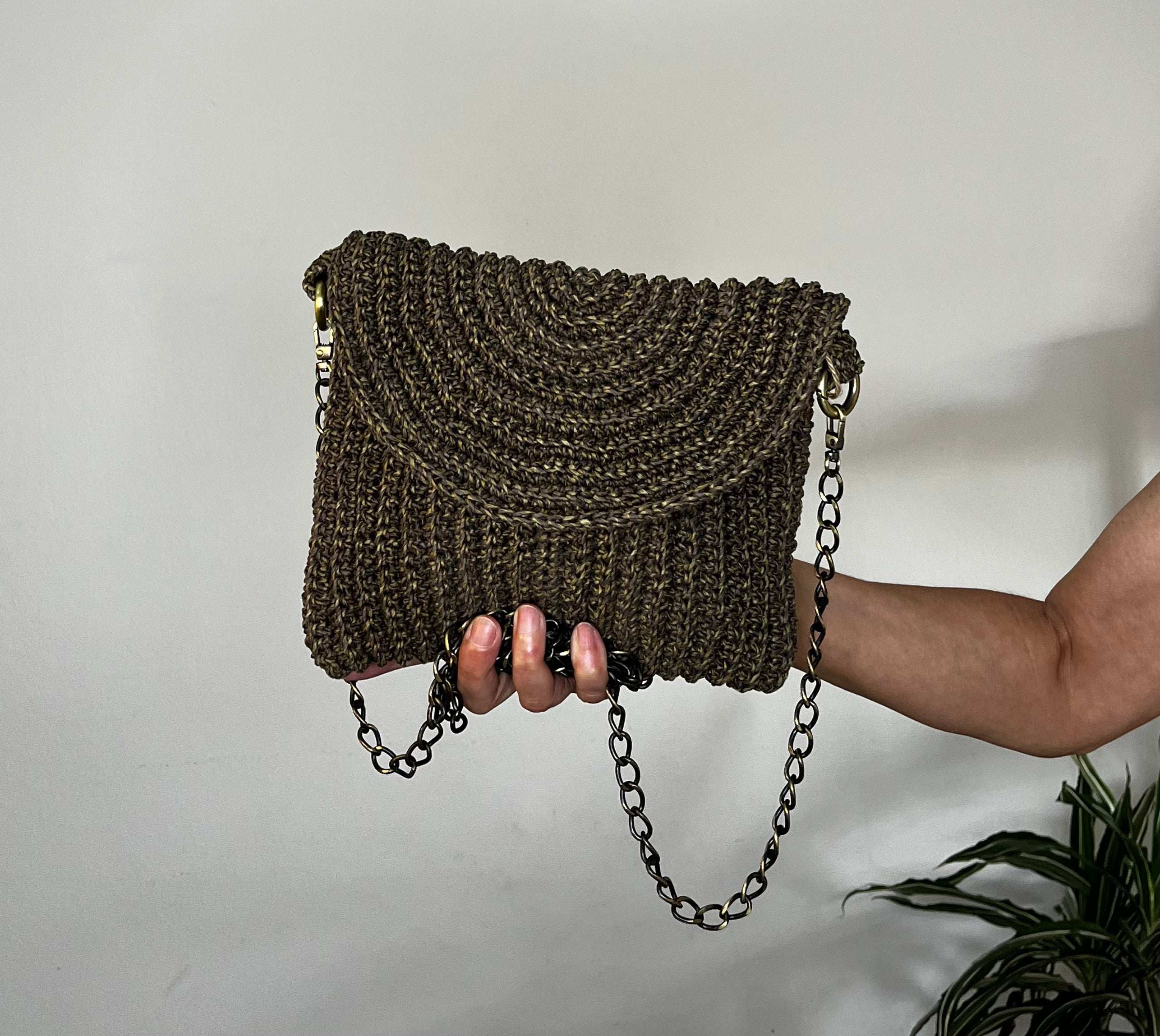 Pochette enveloppe | Raphia | Vert