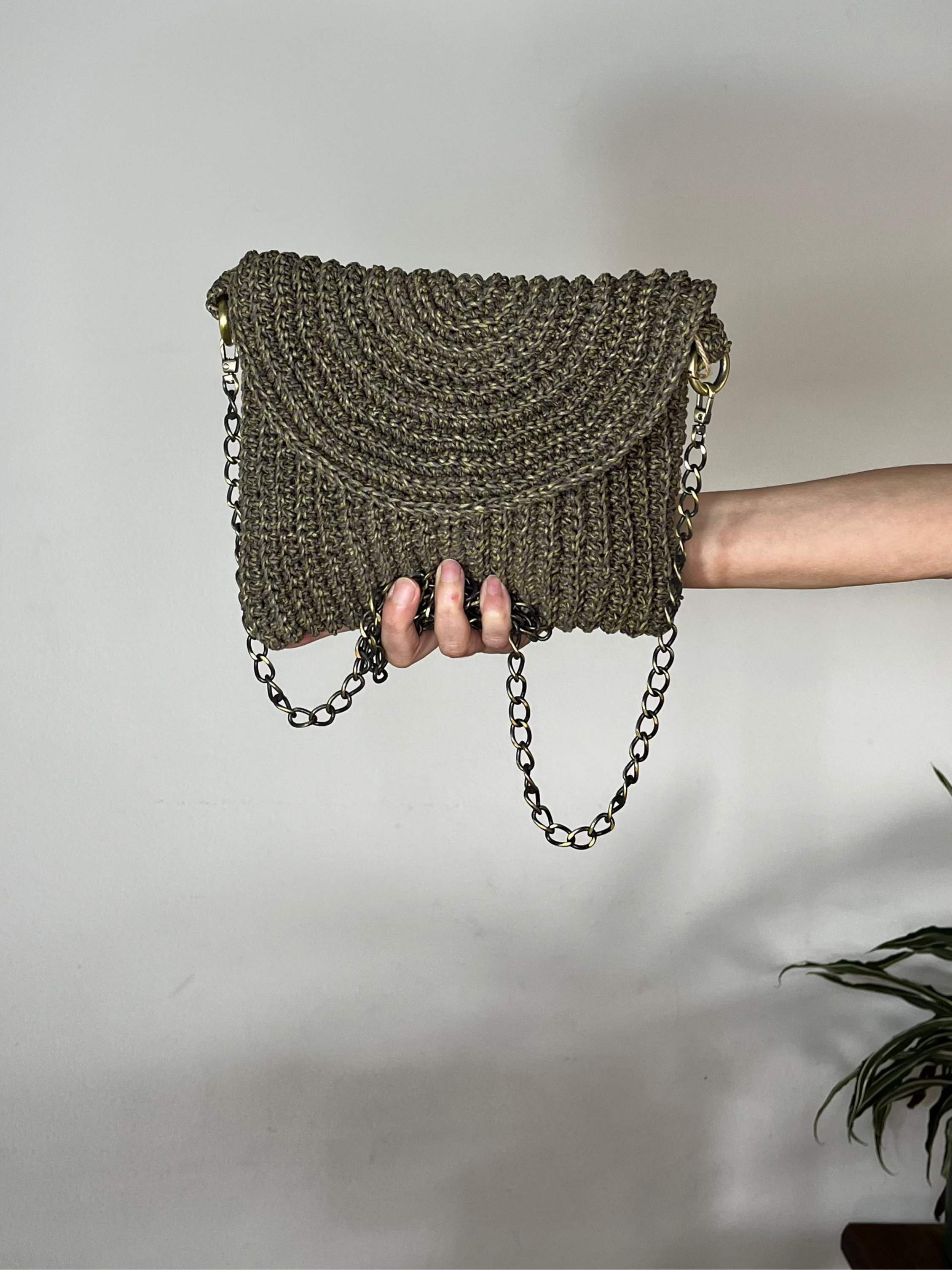 Pochette enveloppe | Raphia | Vert