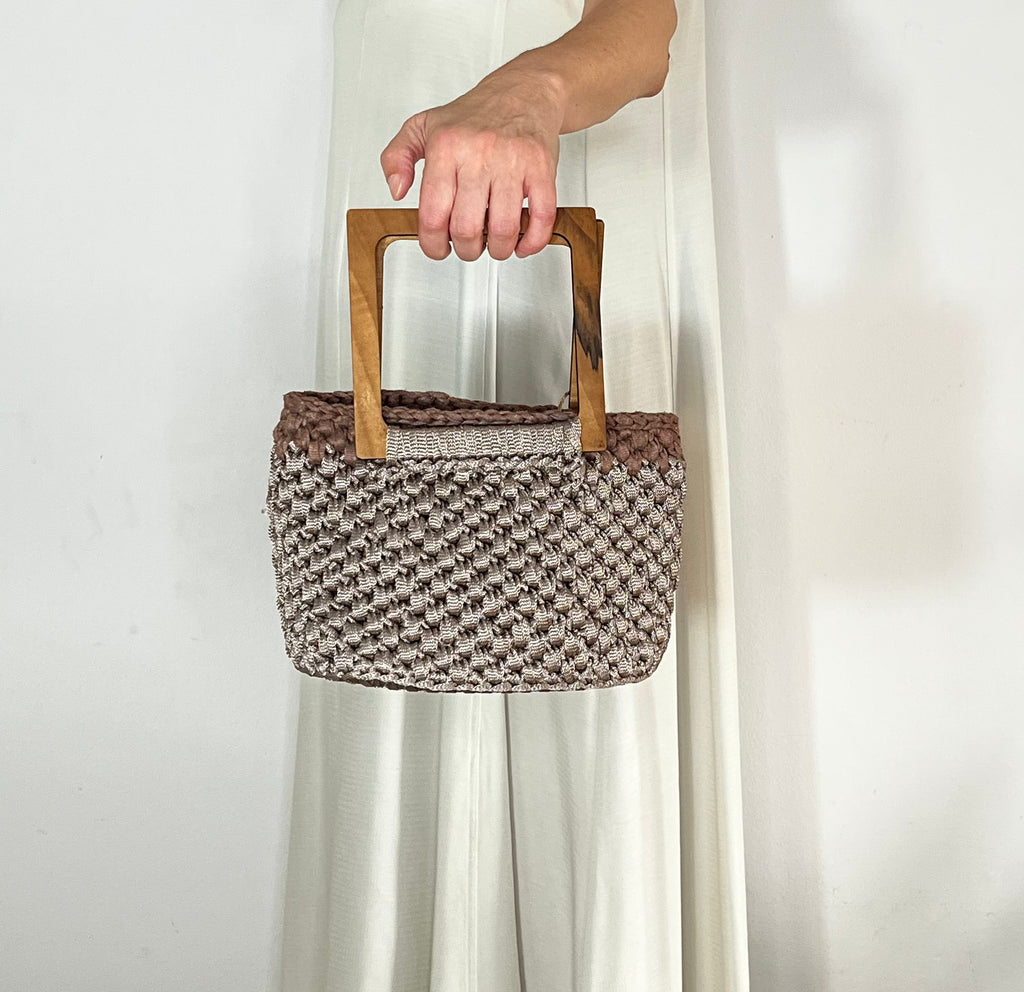 Sac anses carrées | Coton | Marron brillant