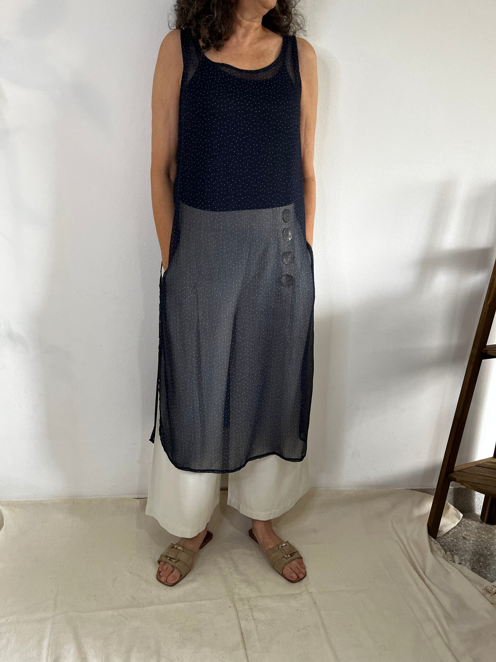 Tunique ZAINA bleue à points blancs