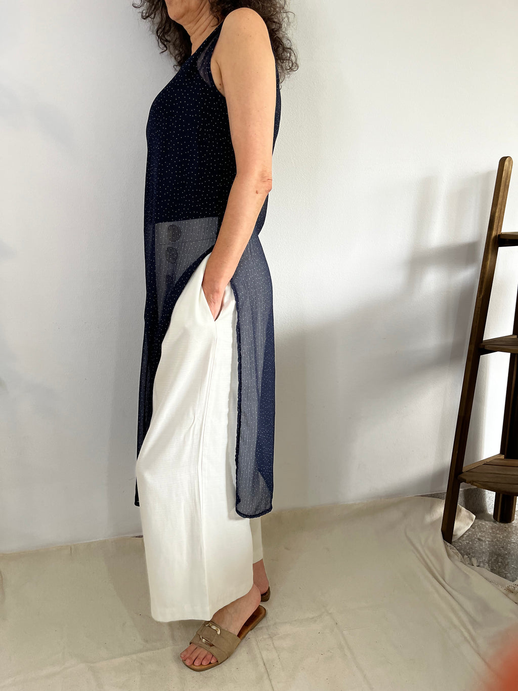 Tunique ZAINA bleue à points blancs