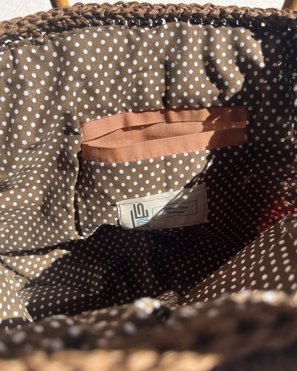 Sac pointes | Raphia |  Chocolat