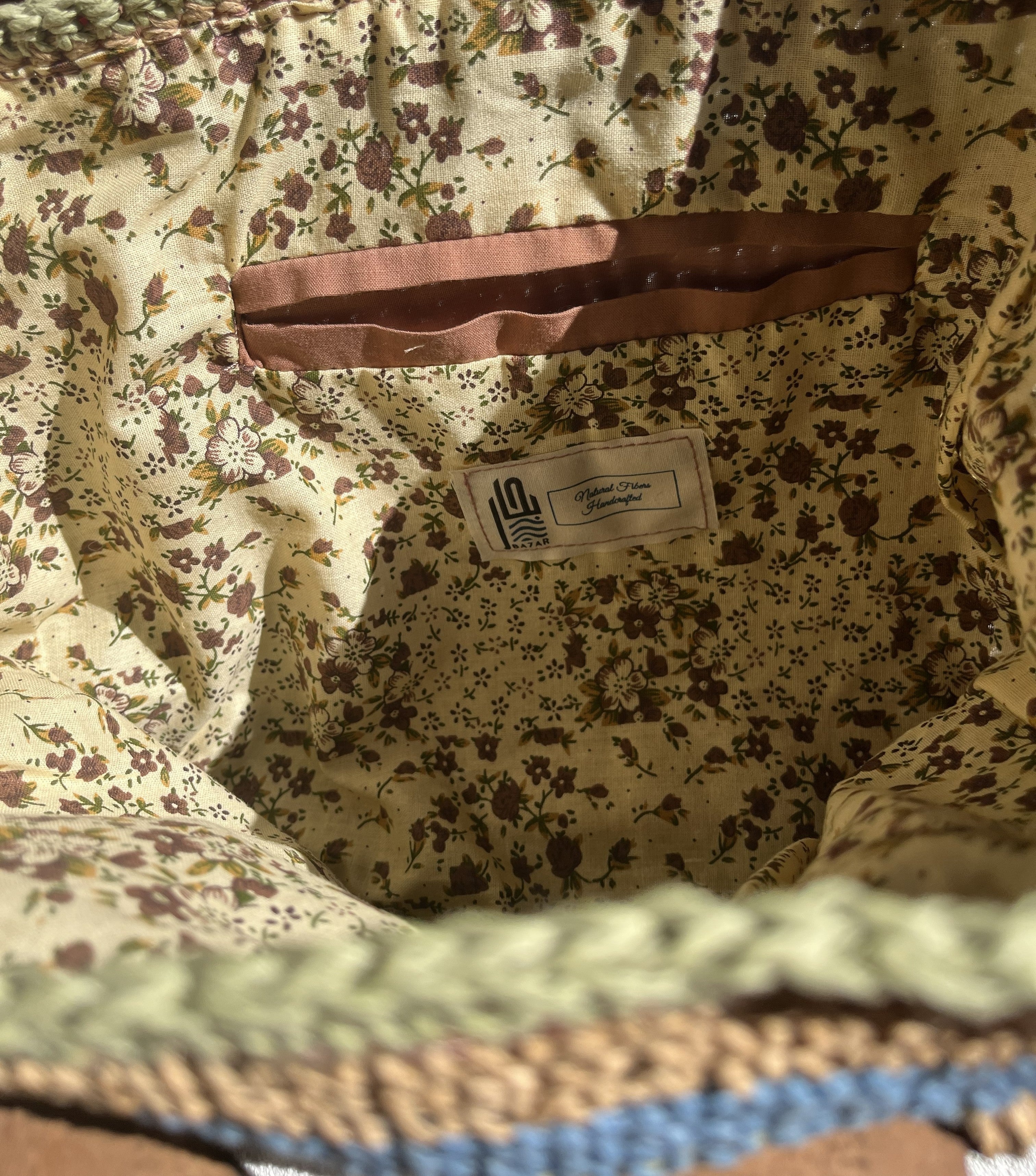 Sac Rayé | Raphia | Vert Kaki