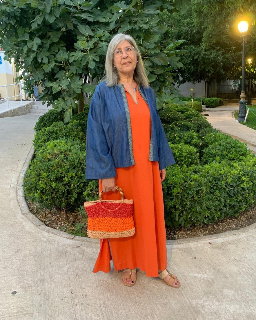 Sac Dégradé | Raphia | Rouge, orange et sable