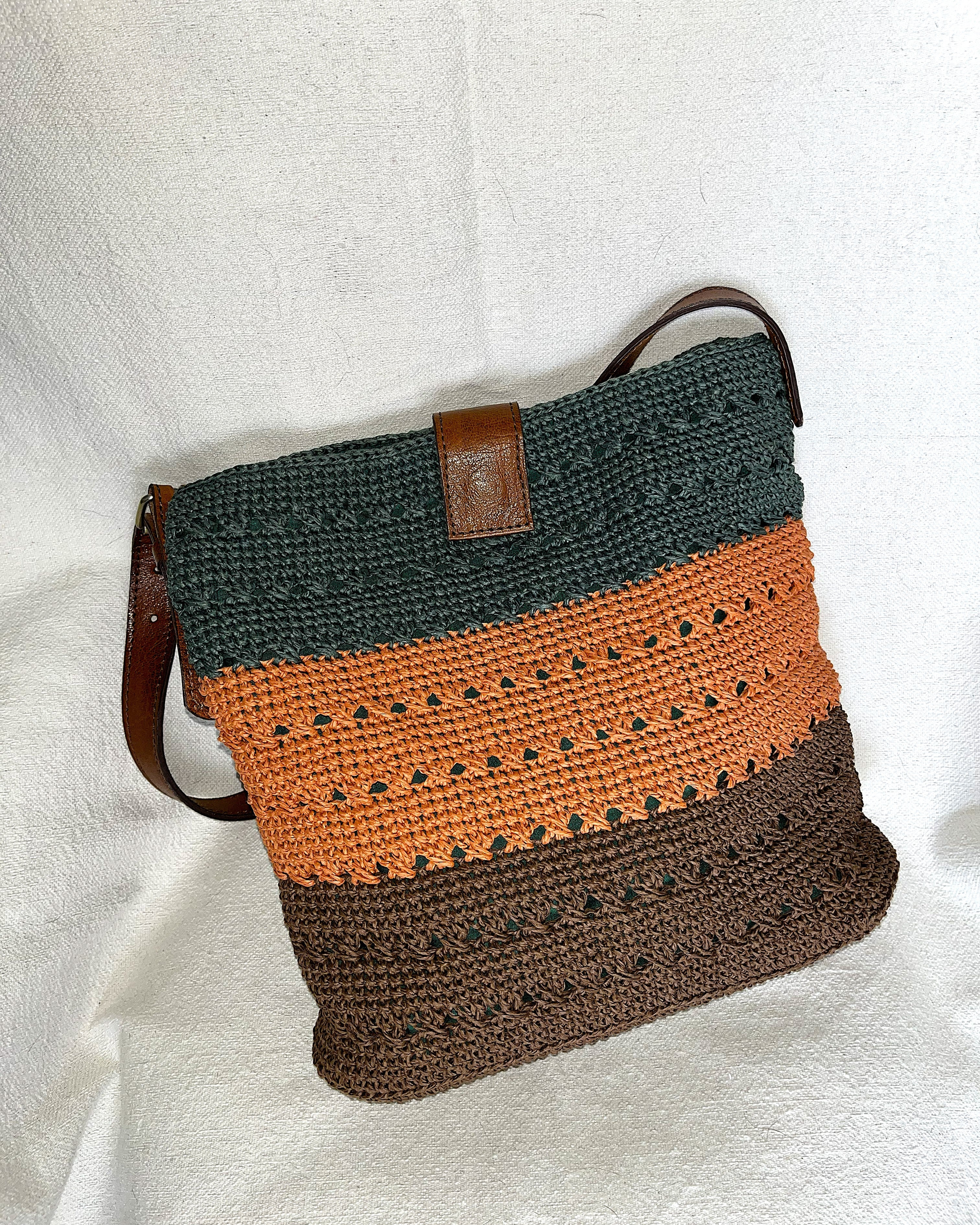 Sac bandoulière | Raphia | Rayures