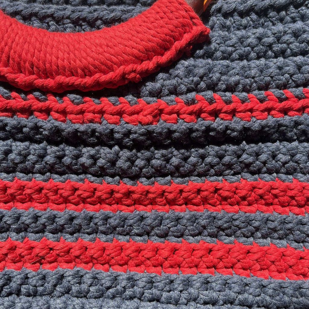 Sac porté main | Coton | Rouge et bleu