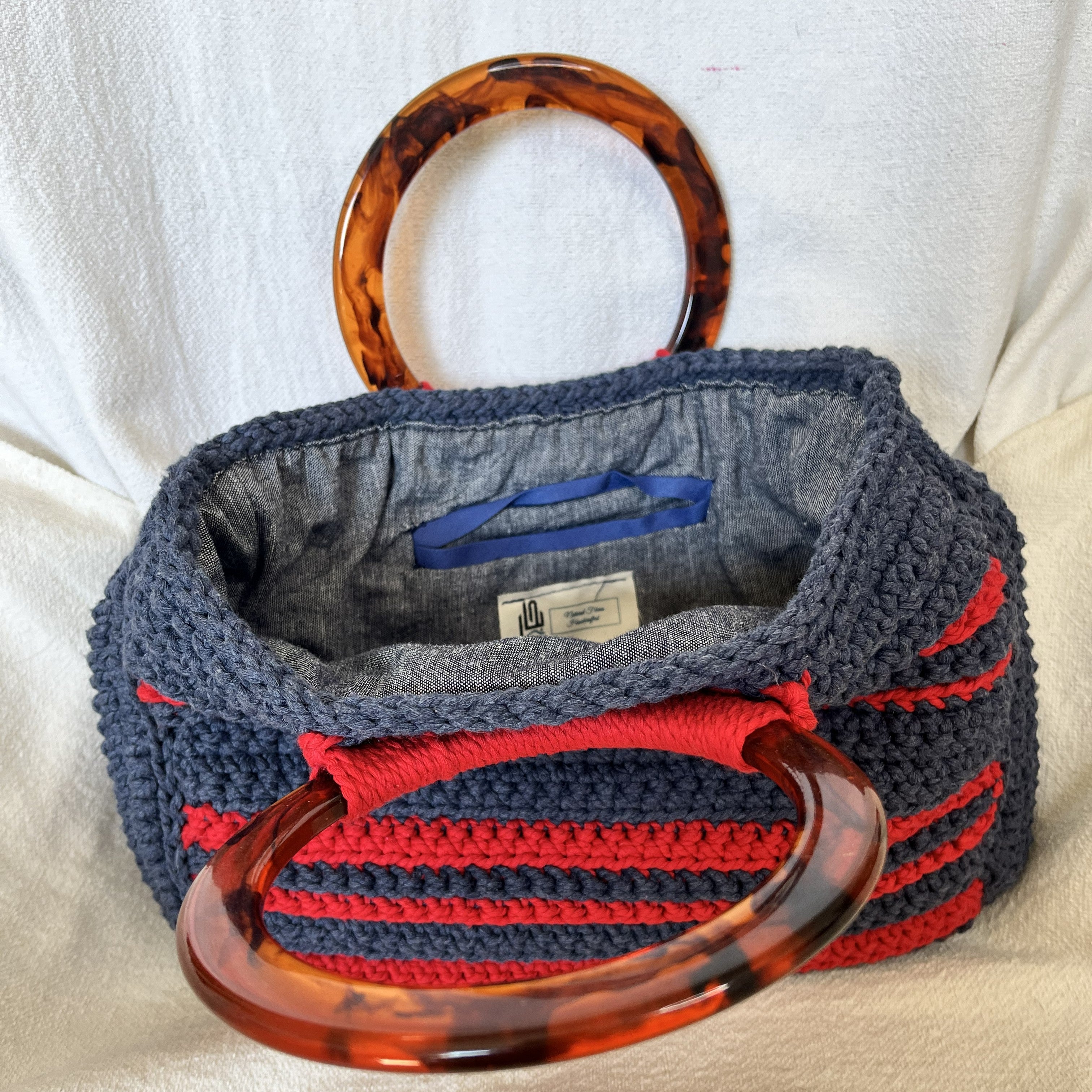 Sac porté main | Coton | Rouge et bleu