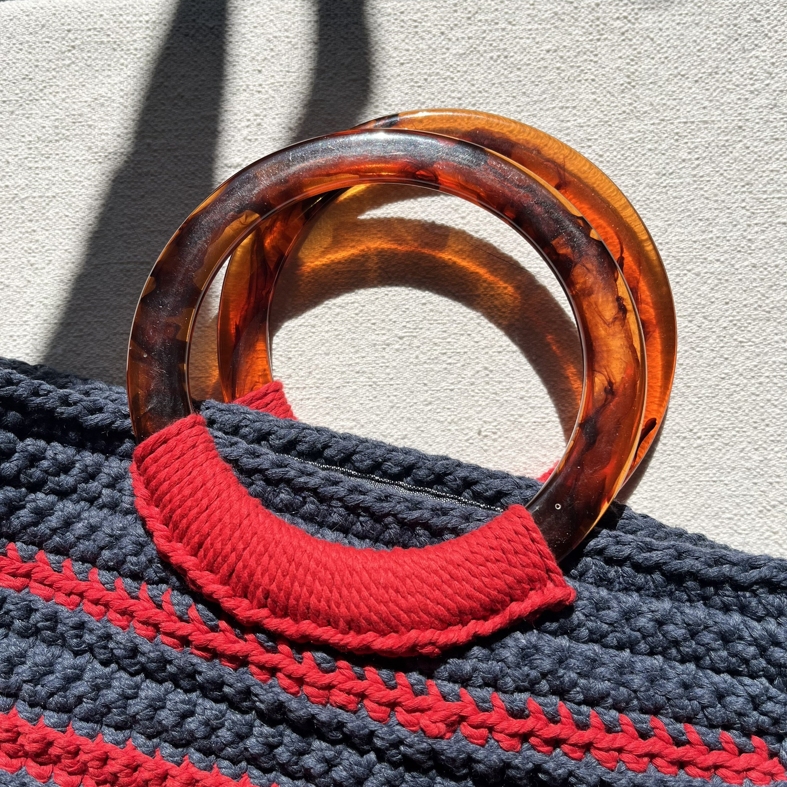 Sac porté main | Coton | Rouge et bleu